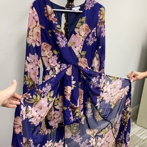 Venus floral long sleeve jumpsuit romper dress